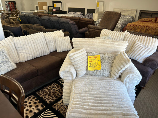 White and brown used three piece Classic Furniture MFG