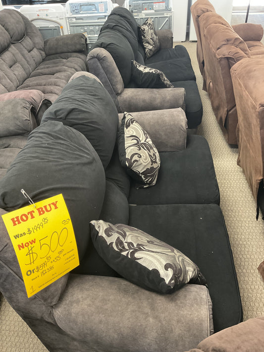 Black and Grey Used Sofa Loveseat Classic Furniture MFG