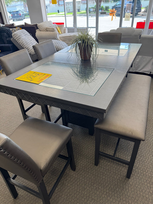 Used Grey 4 Chair with a Bench Dinette Trading Post