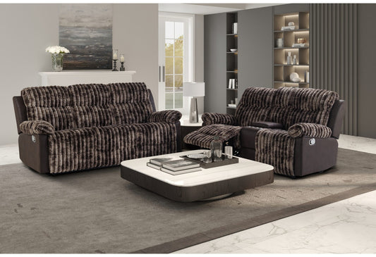 U6028 Brown Reclining Sofa Loveseat