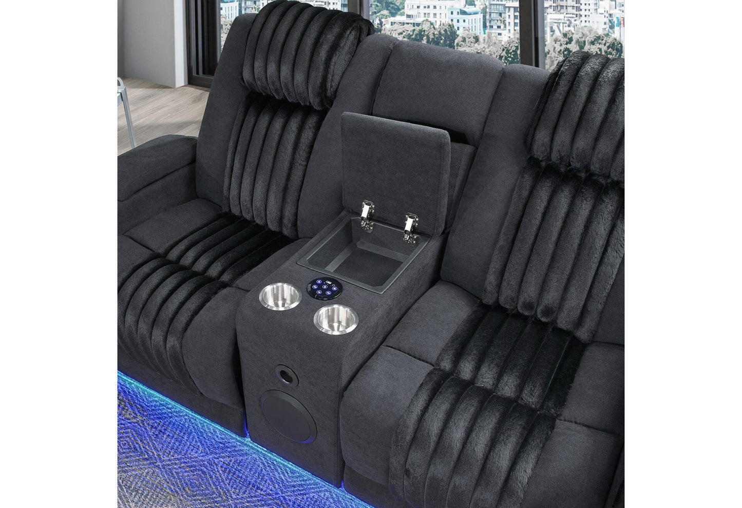 U8000 Black Power Sofa Loveseat GLOBAL FURNITURE