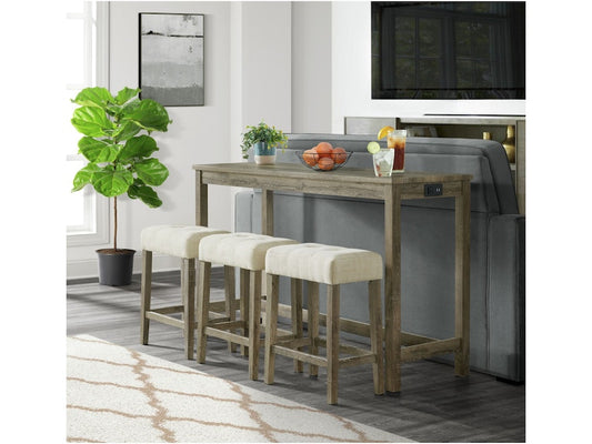 Oak Lawn Bar Tables with 3 Stools Elements International