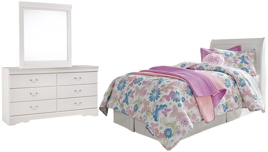 Anarasia Twin Sleigh Headboard Bed with Mirrored Dresser Signature Design by Ashley®