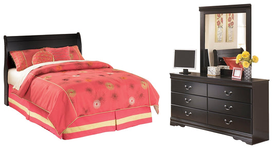 Huey Vineyard Full Sleigh Headboard Bed with Mirrored Dresser Signature Design by Ashley®