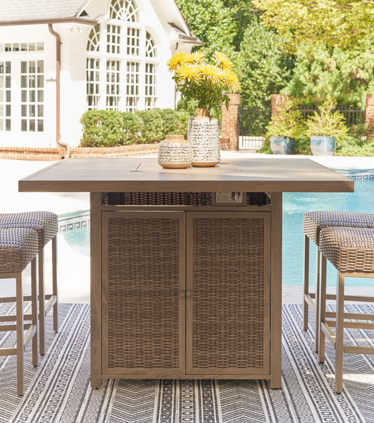 Walton Bridge Square Bar Table w/Fire Pit Signature Design by Ashley®