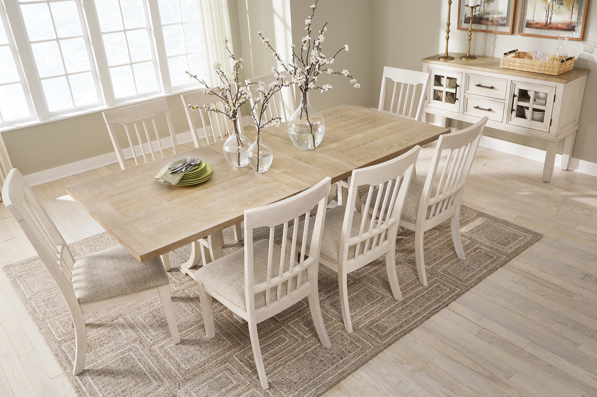 Shaybrock Dining Table and 8 Chairs with Storage Benchcraft®