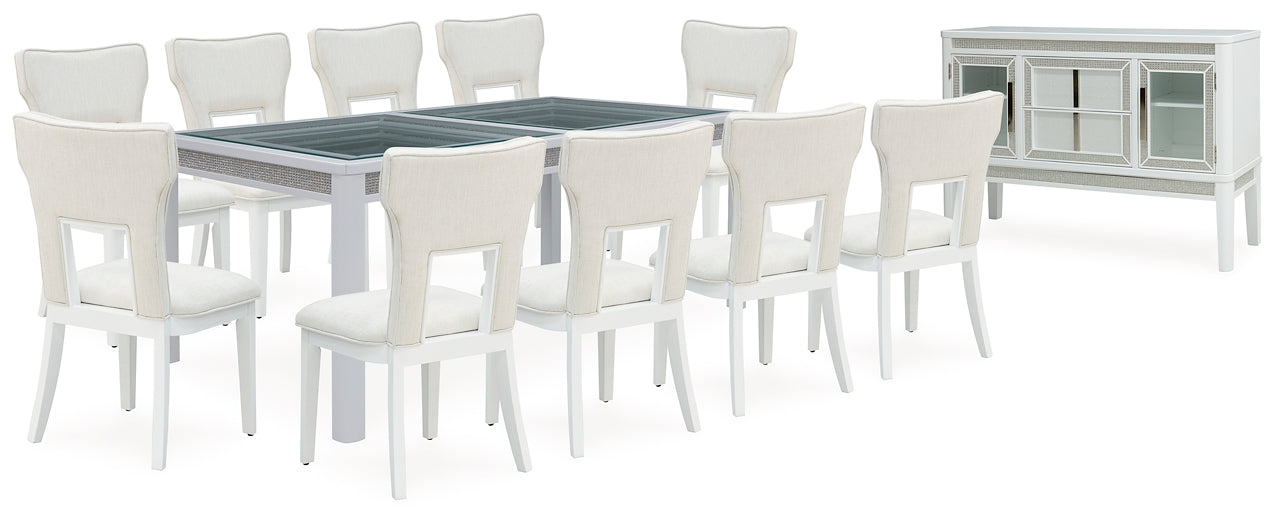 Chalanna Dining Table and 10 Chairs with Storage Signature Design by Ashley®