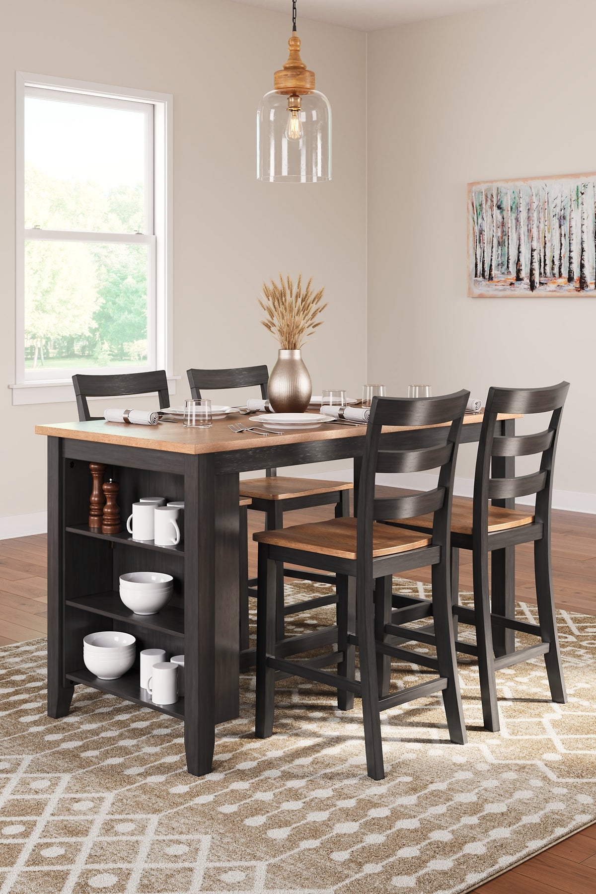 Gesthaven Counter Height Dining Table and 4 Barstools Signature Design by Ashley®