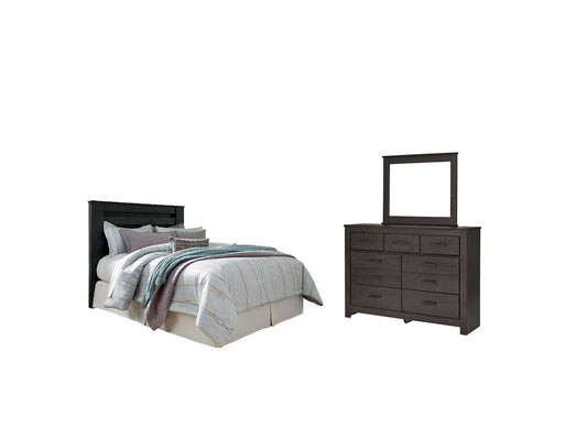 Brinxton King/California King Panel Headboard Bed with Mirrored Dresser Signature Design by Ashley®