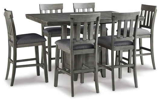 Hallanden Counter Height Dining Table and 6 Barstools Signature Design by Ashley®