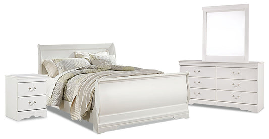 Anarasia Queen Sleigh Bed with Mirrored Dresser and Nightstand Signature Design by Ashley®