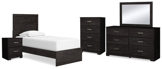Belachime Twin Panel Bed with Mirrored Dresser, Chest and Nightstand Signature Design by Ashley®
