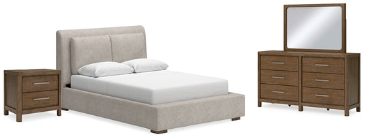 Cabalynn Queen Upholstered Bed with Mirrored Dresser and Nightstand Signature Design by Ashley®