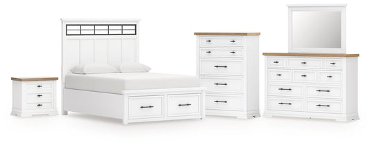 Ashbryn King Panel Storage Bed with Mirrored Dresser, Chest and Nightstand Benchcraft®