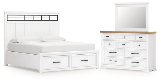 Ashbryn California King Panel Storage Bed with Mirrored Dresser Benchcraft®