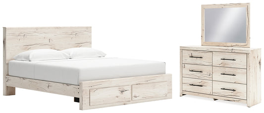 Lawroy King Panel Storage Bed with Mirrored Dresser Benchcraft®