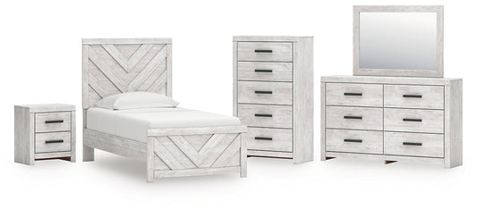 Cayboni Twin Panel Bed with Mirrored Dresser, Chest and Nightstand Signature Design by Ashley®