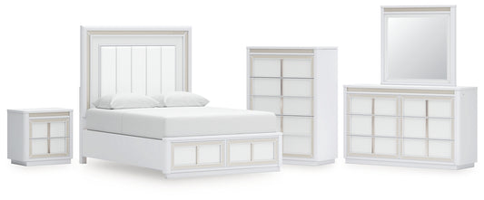 Chalanna Queen Upholstered Storage Bed with Mirrored Dresser, Chest and Nightstand Signature Design by Ashley®