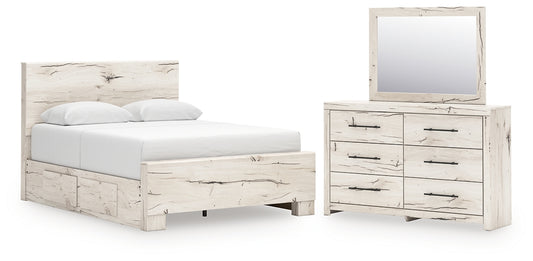 Lawroy Queen Panel Bed with Mirrored Dresser Benchcraft®