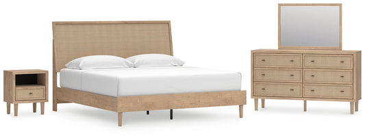 Cielden King Panel Bed with Mirrored Dresser and Nightstand Signature Design by Ashley®