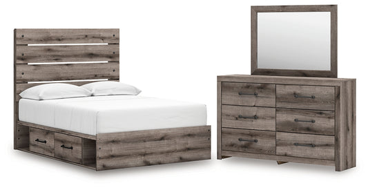 Graystorm Full Panel Bed with Storage with Mirrored Dresser Signature Design by Ashley®