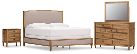 Sharlance California King Upholstered Panel Bed with Mirrored Dresser and Nightstand Signature Design by Ashley®