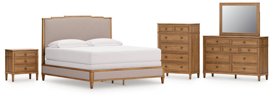Sharlance California King Upholstered Panel Bed with Mirrored Dresser, Chest and Nightstand Signature Design by Ashley®