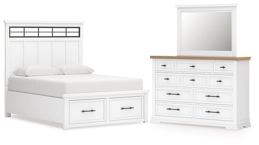Ashbryn King Panel Storage Bed with Mirrored Dresser Benchcraft®