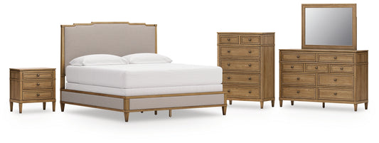 Sharlance King Upholstered Panel Bed with Mirrored Dresser, Chest and Nightstand Signature Design by Ashley®