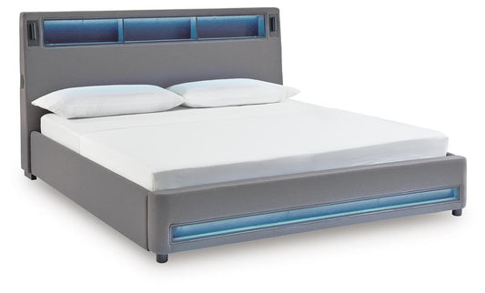 Verishaw California Upholstered Bed With Wireless Audio Signature Design by Ashley®