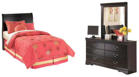 Huey Vineyard Sleigh Headboard Bed With Mirrored Dresser Signature Design by Ashley®