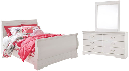 Anarasia Sleigh Bed With Mirrored Dresser Signature Design by Ashley®