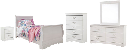Anarasia Sleigh Bed With Mirrored Dresser, Chest And Nightstand Signature Design by Ashley®