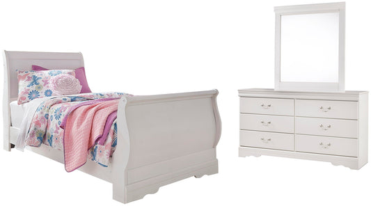 Anarasia Sleigh Bed With Mirrored Dresser Signature Design by Ashley®