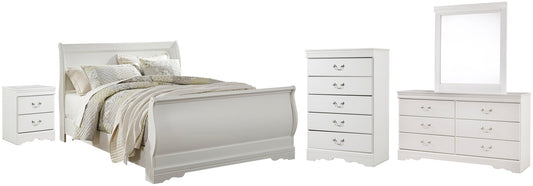 Anarasia Sleigh Bed With Mirrored Dresser, Chest And Nightstand Signature Design by Ashley®
