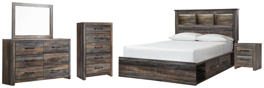 Drystan Bookcase Bed With 4 Storage Drawers, Dresser, Mirror, Chest And Nightstand Signature Design by Ashley®