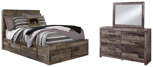 Derekson Panel Bed With 6 Storage Drawers With Mirrored Dresser Benchcraft®