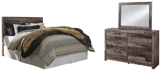 Derekson / Panel Headboard Bed With Mirrored Dresser Benchcraft®