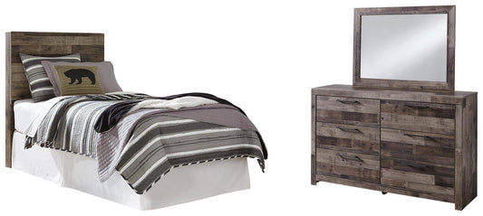 Derekson Panel Headboard Bed With Mirrored Dresser Benchcraft®