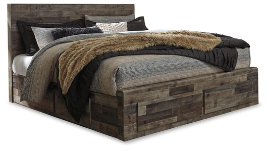 Derekson Panel Bed With 4 Storage Drawers With Mirrored Dresser Benchcraft®