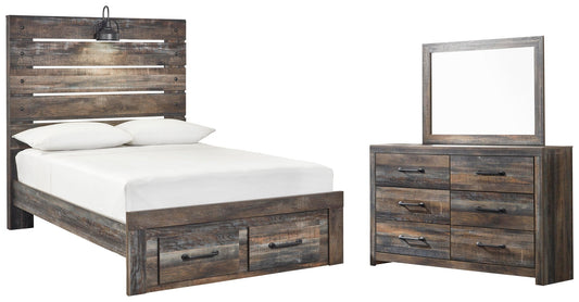 Drystan Panel Bed With 2 Storage Drawers With Mirrored Dresser Signature Design by Ashley®