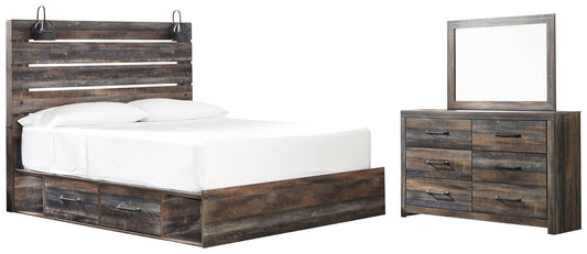 Drystan Panel Bed With 4 Storage Drawers With Mirrored Dresser Signature Design by Ashley®