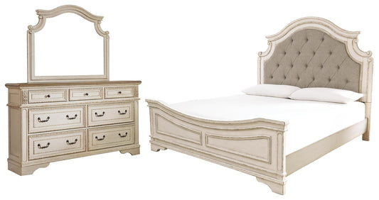Realyn Upholstered Panel Bed With Mirrored Dresser Signature Design by Ashley®