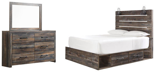 Drystan Panel Bed With 2 Storage Drawers With Mirrored Dresser Signature Design by Ashley®