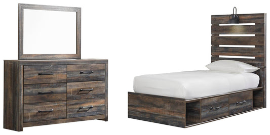Drystan Panel Bed With 4 Storage Drawers With Mirrored Dresser Signature Design by Ashley®