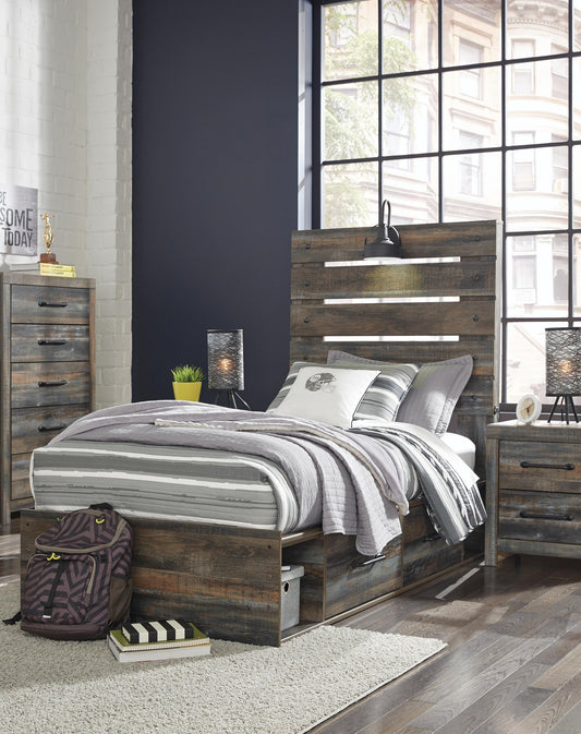 Drystan Panel Bed With 4 Storage Drawers With Mirrored Dresser Signature Design by Ashley®