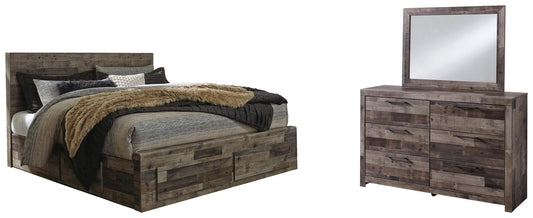 Derekson Panel Bed With 6 Storage Drawers With Mirrored Dresser Benchcraft®