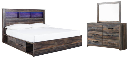 Drystan Bookcase Bed With 2 Storage Drawers With Mirrored Dresser Signature Design by Ashley®