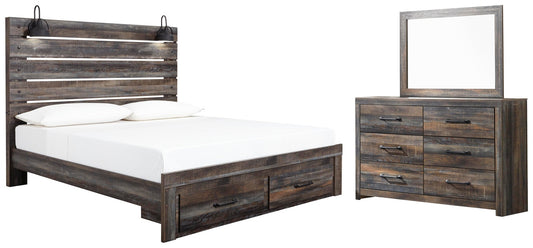 Drystan Panel Bed With Storage With Mirrored Dresser Signature Design by Ashley®