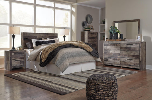 Derekson / Panel Headboard Bed With Mirrored Dresser, Chest And Nightstand Benchcraft®